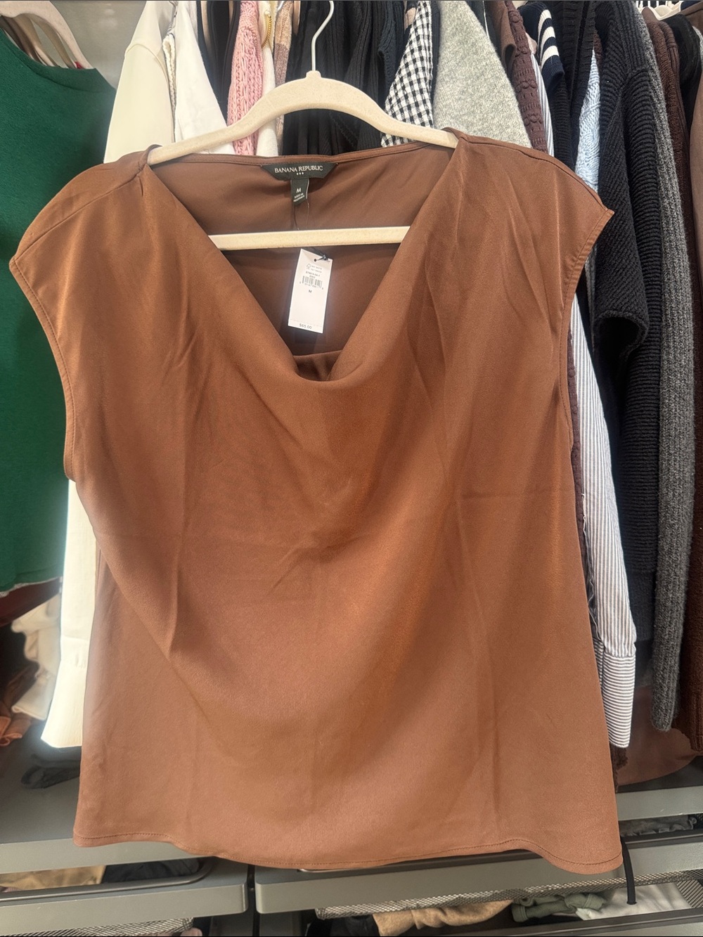 Banana Republic Dark Brown Cowl Neck Sleeveless Top